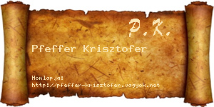 Pfeffer Krisztofer névjegykártya